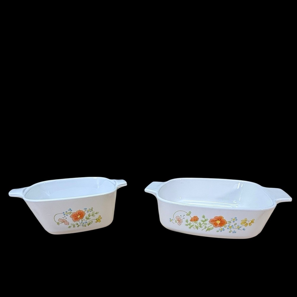 Corning Ware Wildflower Poppy Casserole Set A-1-B  & P-43-B